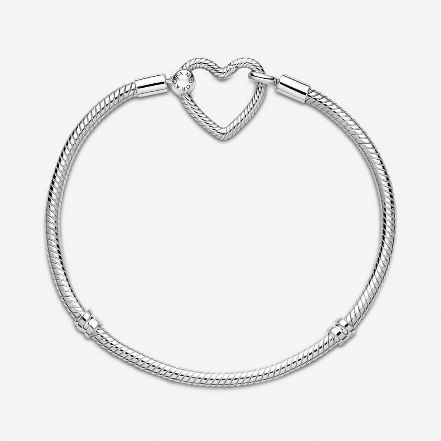 PANDORA Moments Heart Closure Snake Chain Bracelet Size 6.7 inch S925 Sterling Silver